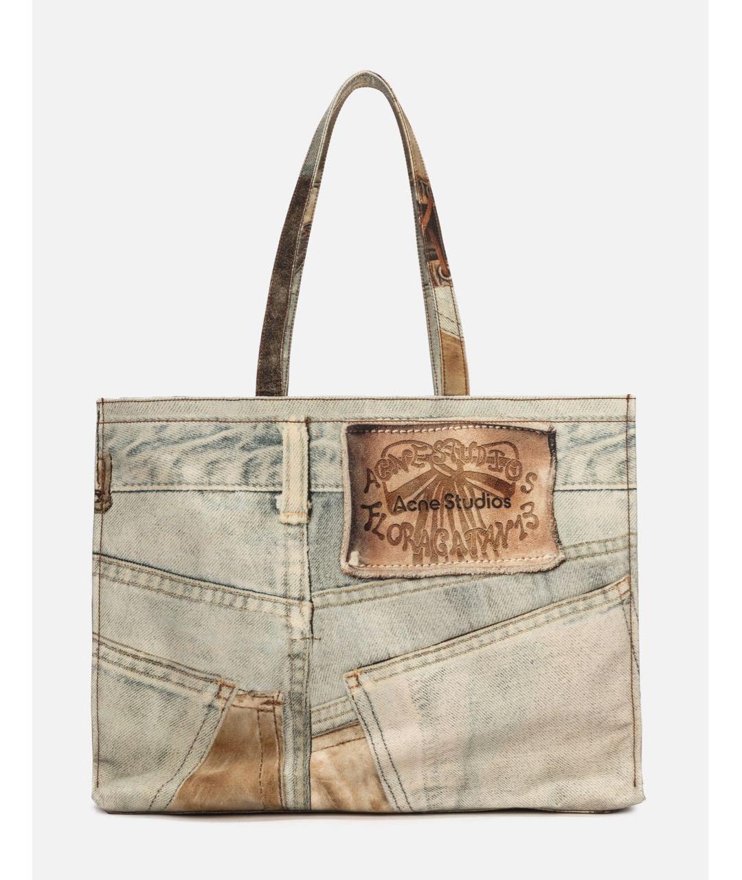 ACNE STUDIOS Голубая хлопковая сумка тоут, фото 2