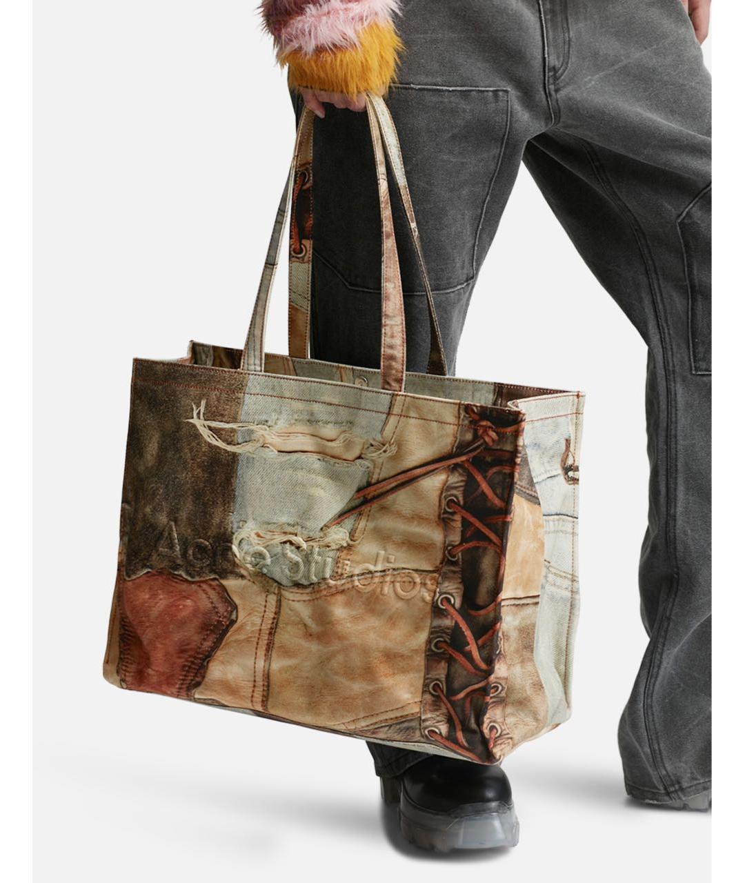 ACNE STUDIOS Голубая хлопковая сумка тоут, фото 4