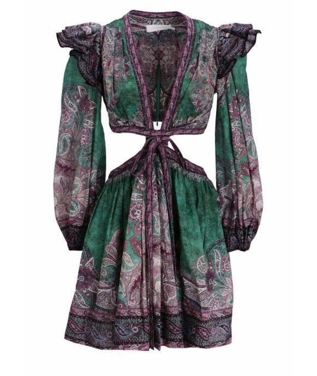 ZIMMERMANN Зеленый хлопковый сарафан, фото 9