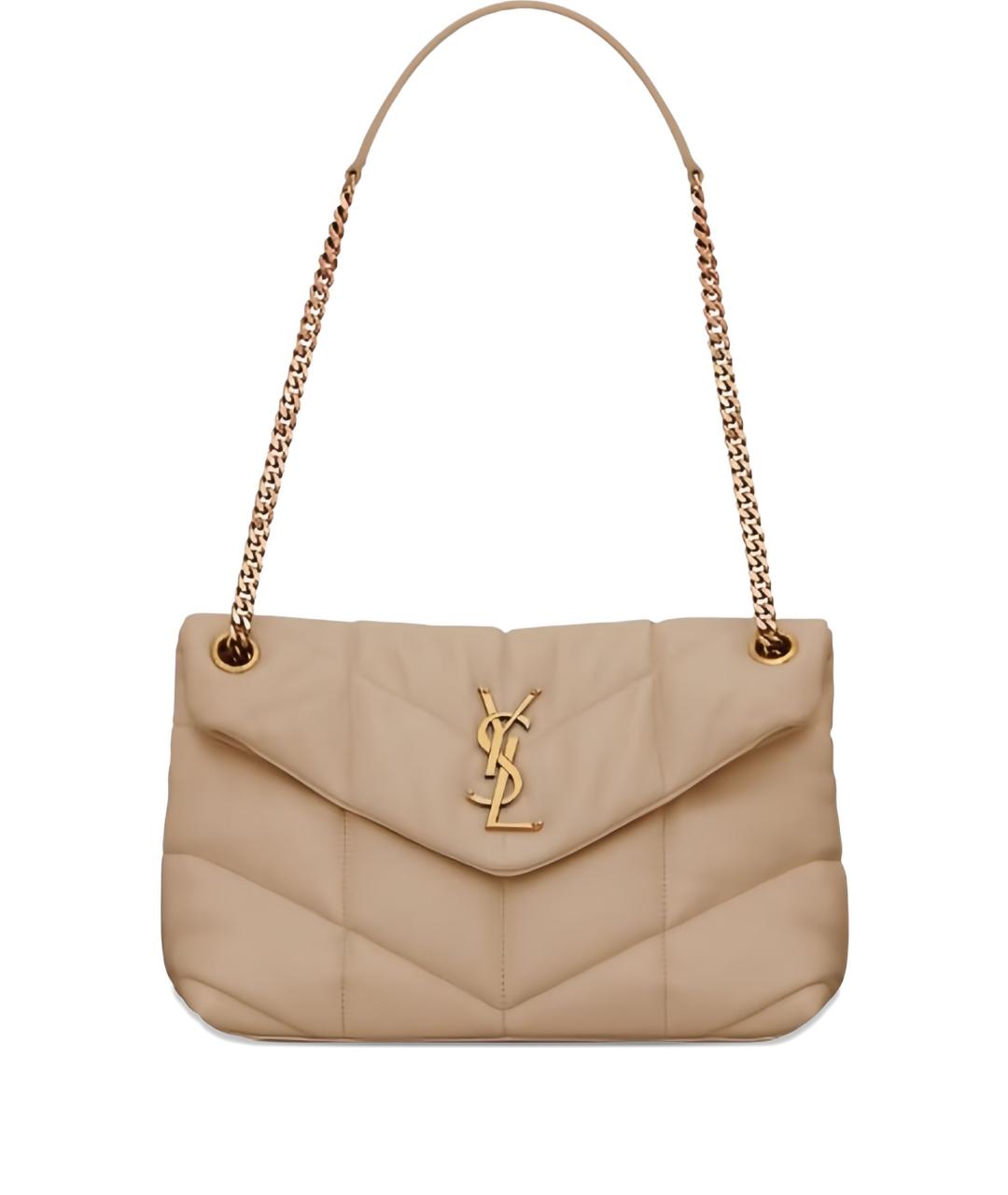 SAINT LAURENT Бежевая кожаная сумка через плечо, фото 1