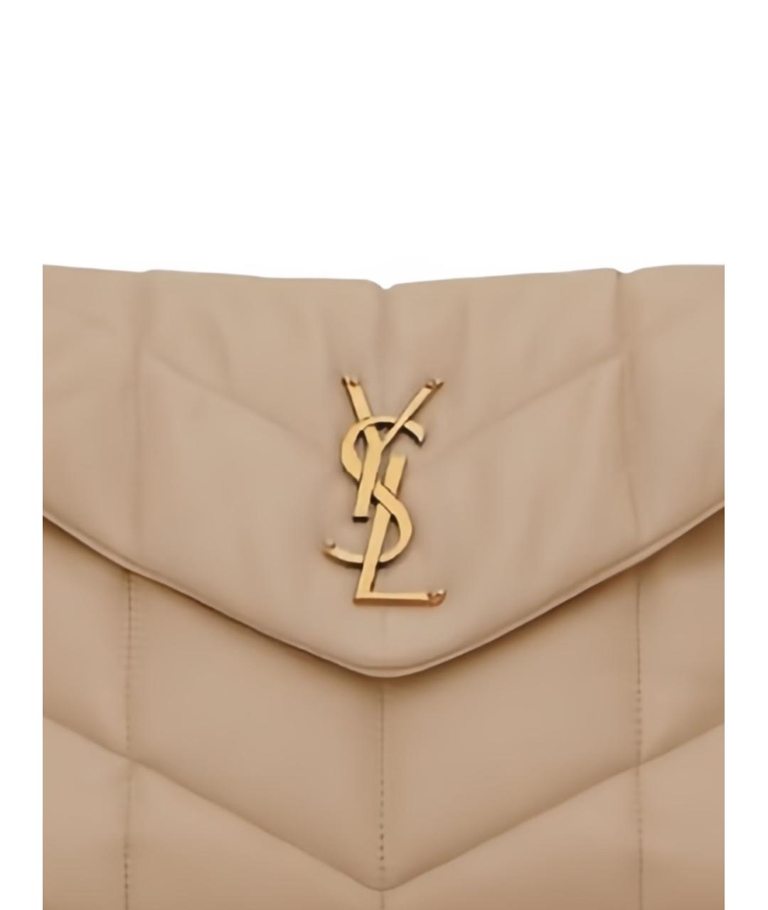 SAINT LAURENT Бежевая кожаная сумка через плечо, фото 2