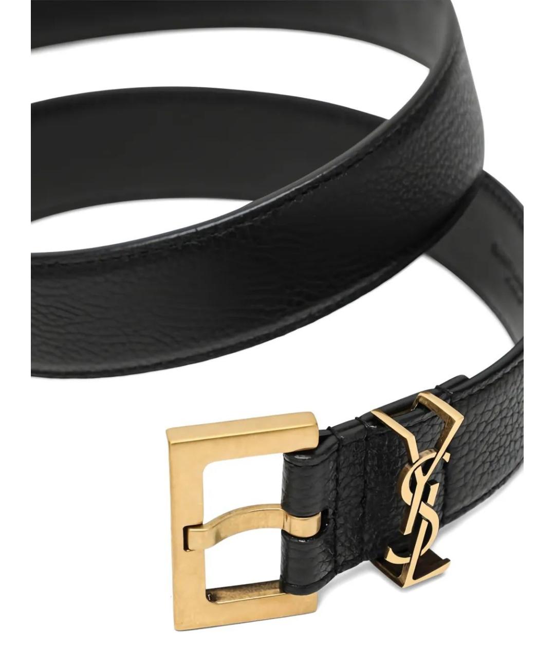 SAINT LAURENT Черный кожаный ремень, фото 2