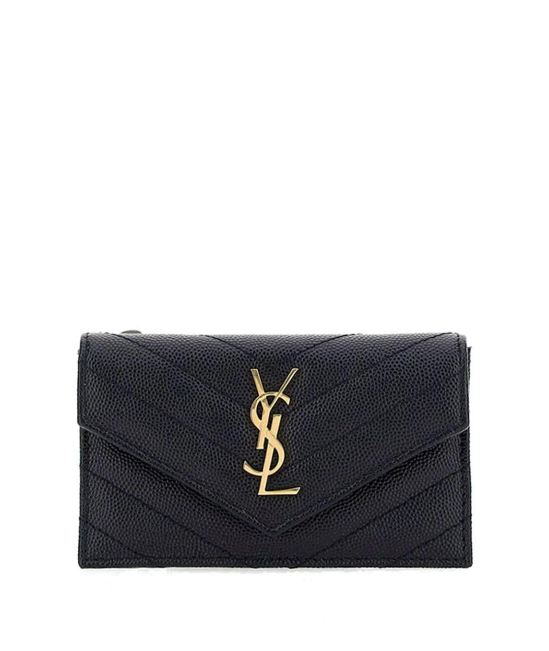 SAINT LAURENT Черный кожаный кардхолдер, фото 1