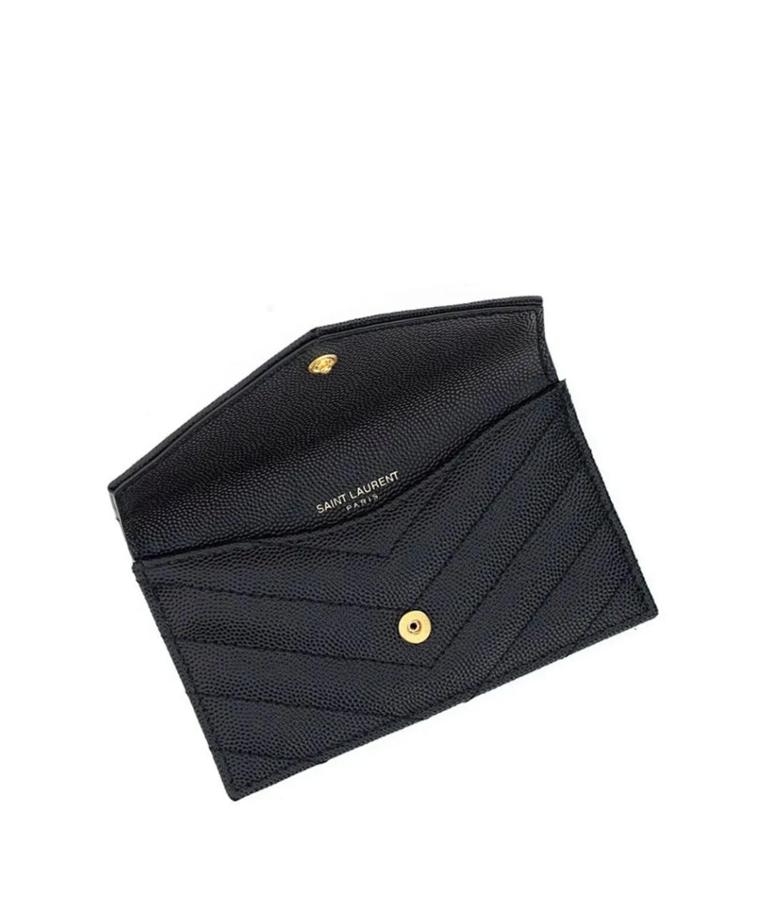 SAINT LAURENT Черный кожаный кардхолдер, фото 3