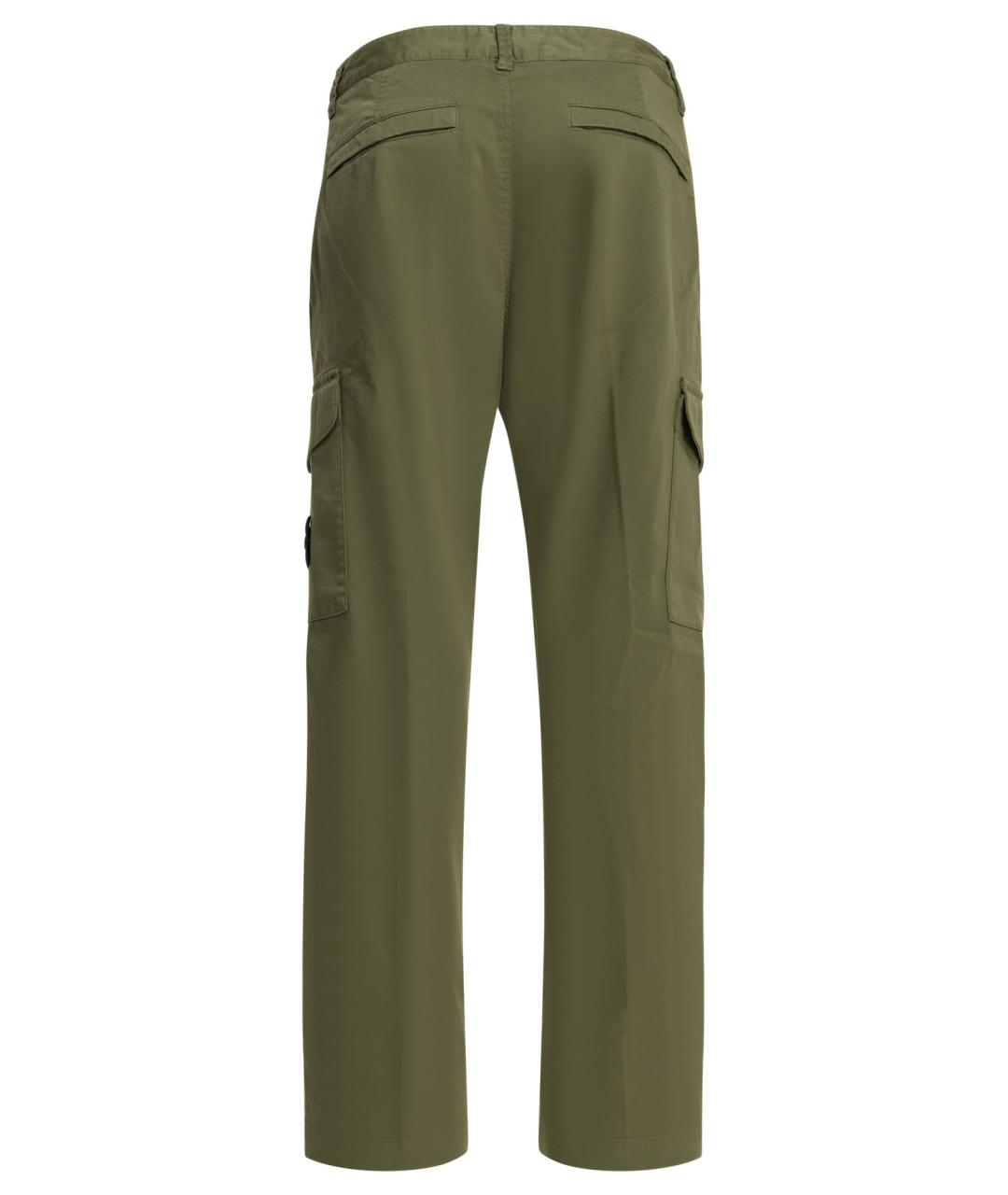 STONE ISLAND Зеленые хлопковые повседневные брюки, фото 2