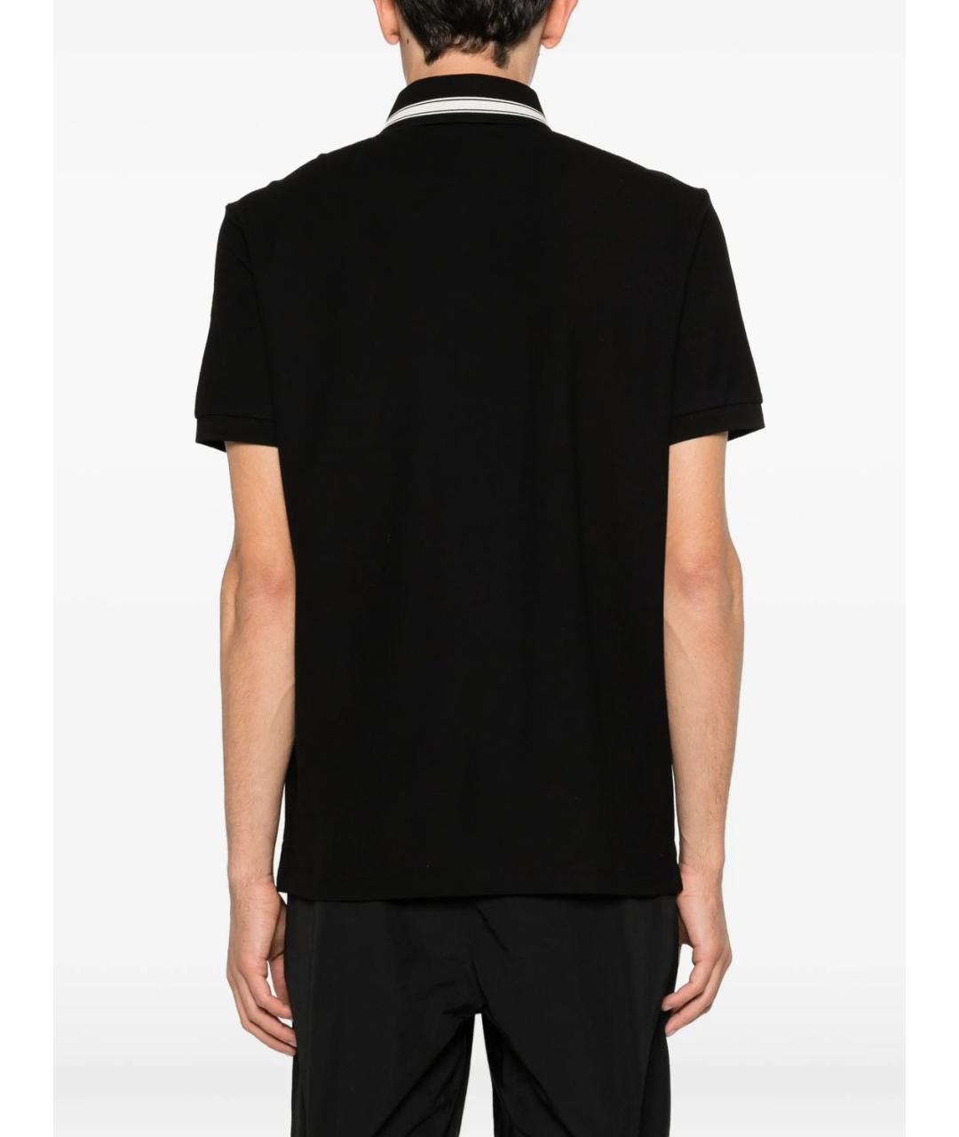 MONCLER Черное хлопковое поло с коротким рукавом, фото 5
