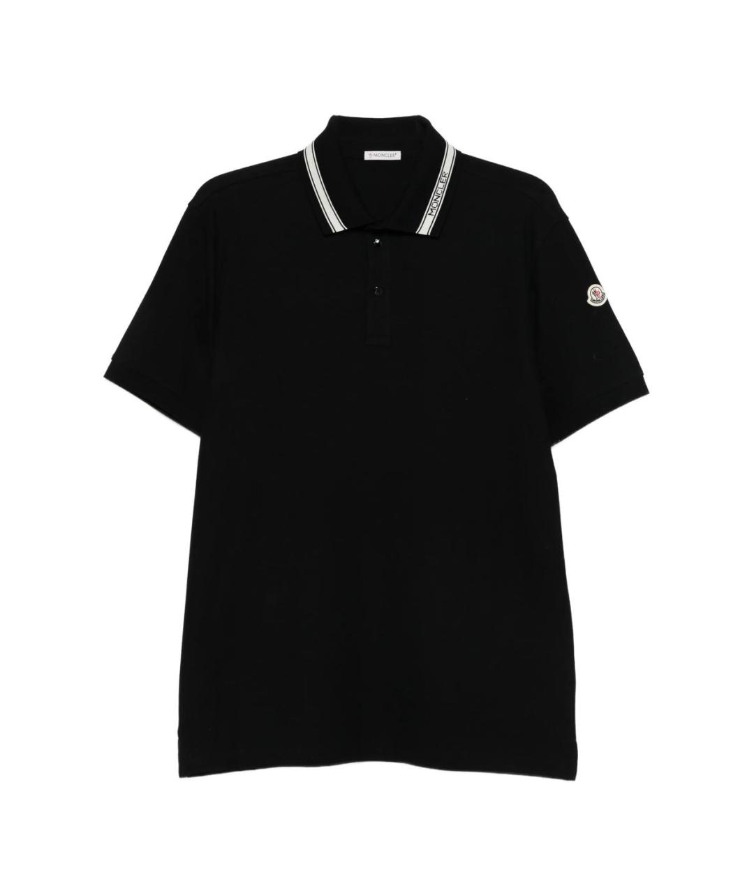 MONCLER Черное хлопковое поло с коротким рукавом, фото 1