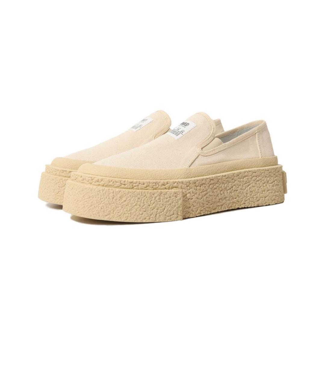 MM6 MAISON MARGIELA Бежевые текстильные слипоны, фото 6