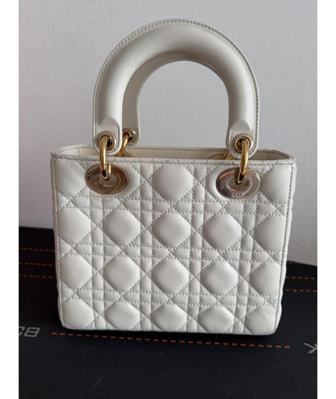 CHRISTIAN DIOR Белая кожаная сумка с короткими ручками, фото 2