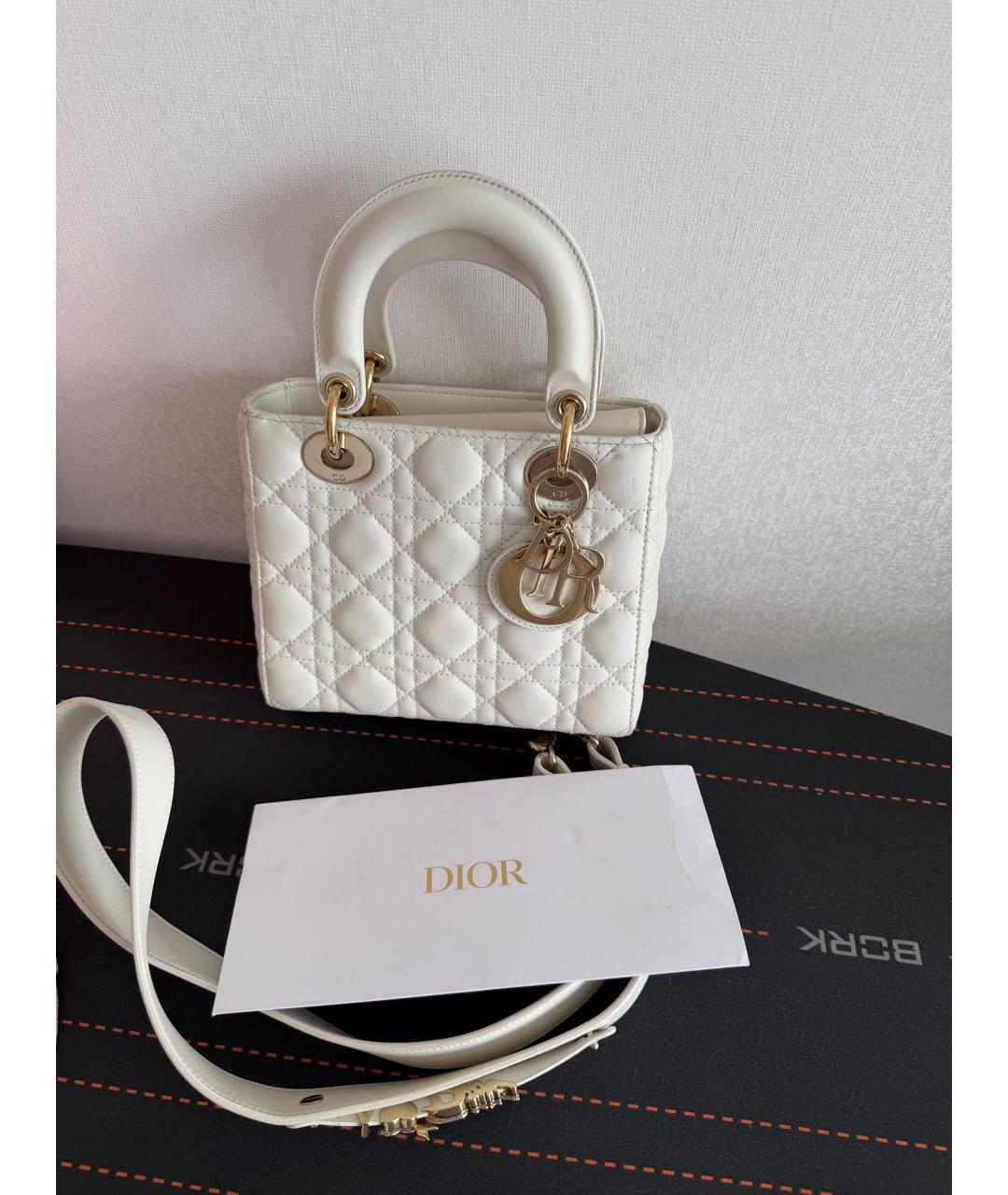 CHRISTIAN DIOR Белая кожаная сумка с короткими ручками, фото 4
