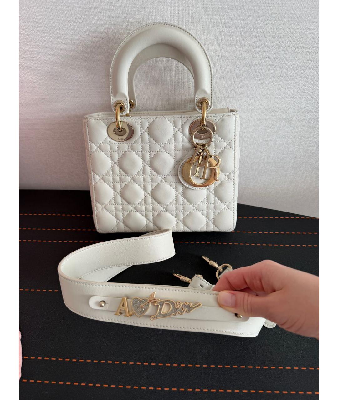CHRISTIAN DIOR Белая кожаная сумка с короткими ручками, фото 3