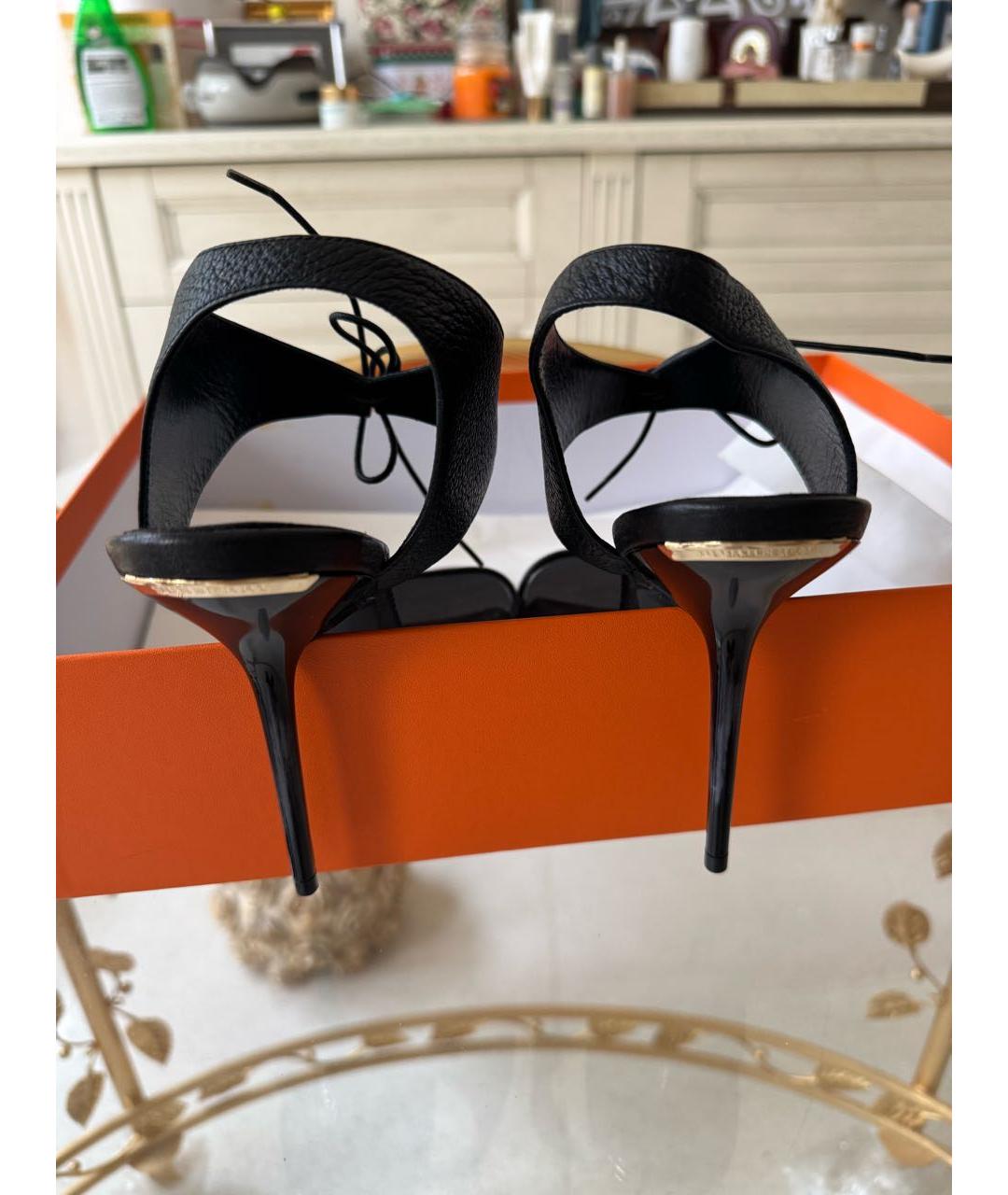 BURBERRY Черные кожаные босоножки, фото 3