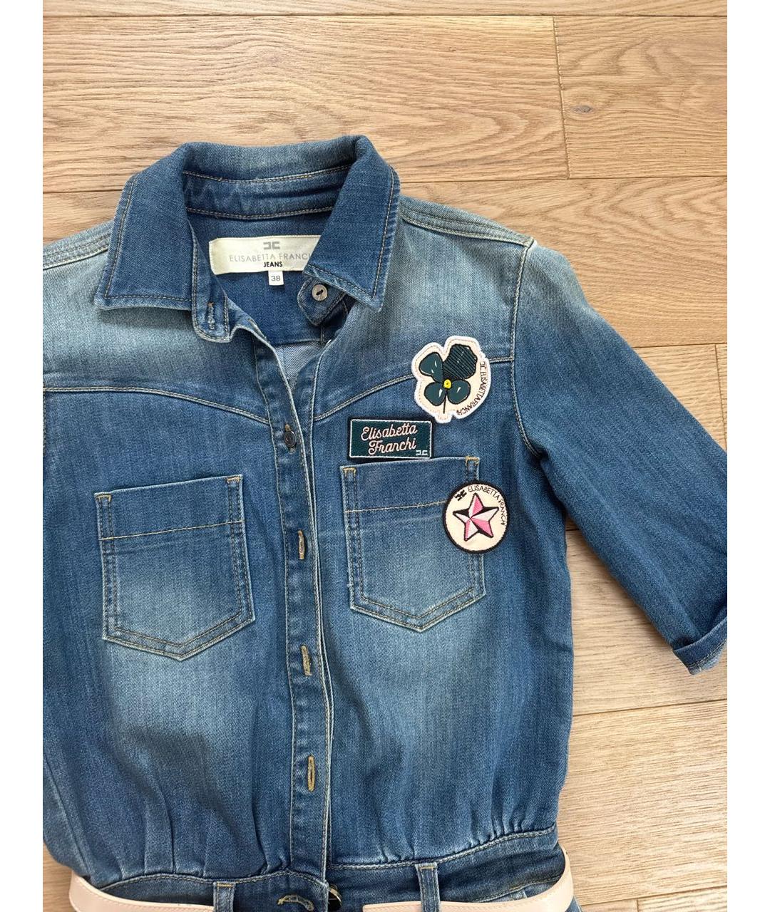 ELISABETTA FRANCHI Голубой деним комбинезон, фото 2