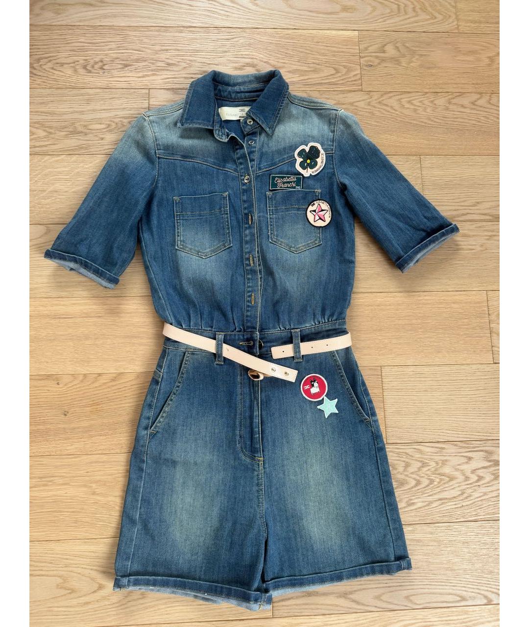 ELISABETTA FRANCHI Голубой деним комбинезон, фото 4