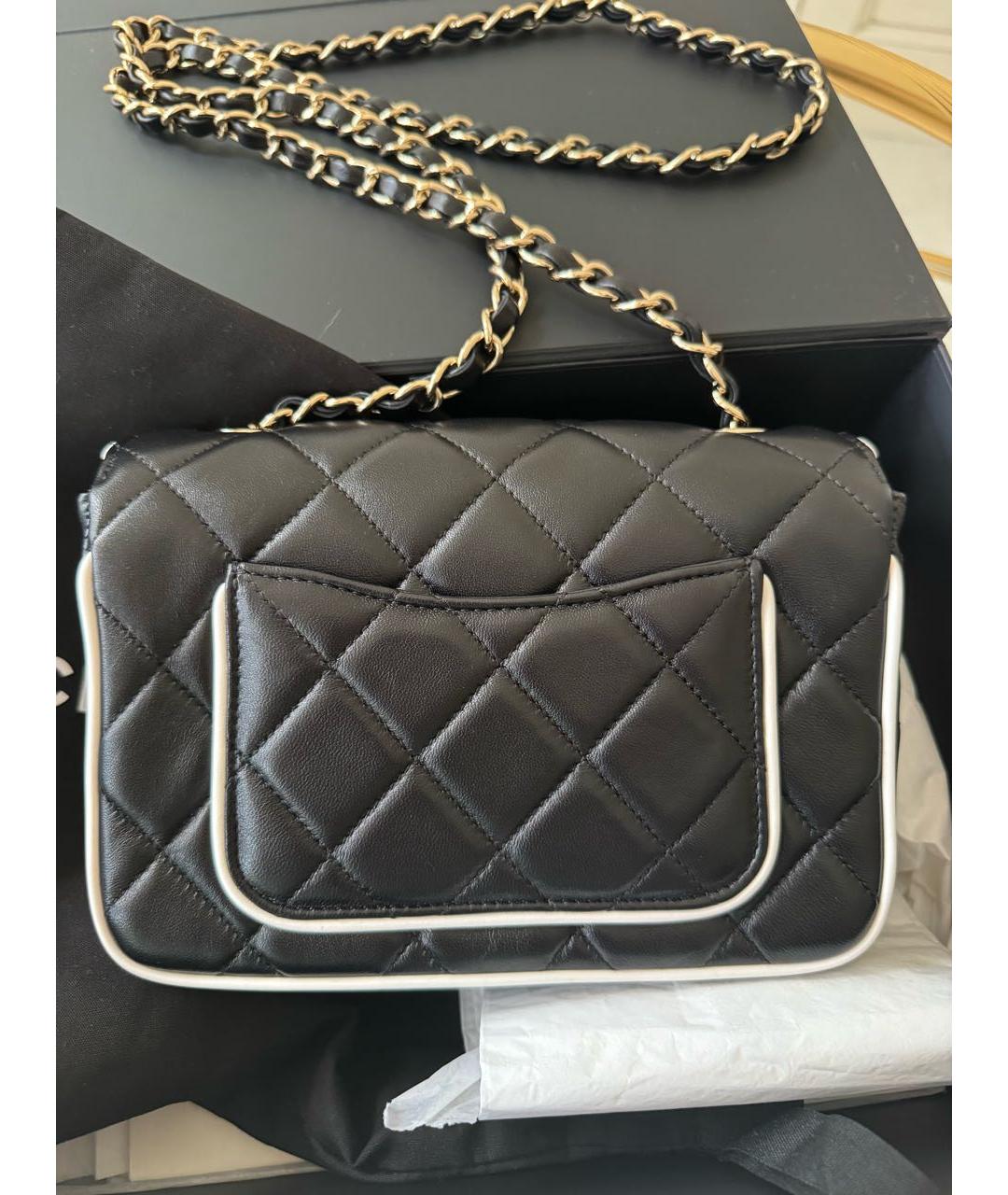 CHANEL BEAUTY Черная кожаная сумка через плечо, фото 2