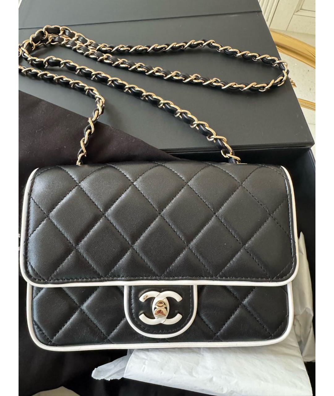 CHANEL BEAUTY Черная кожаная сумка через плечо, фото 7