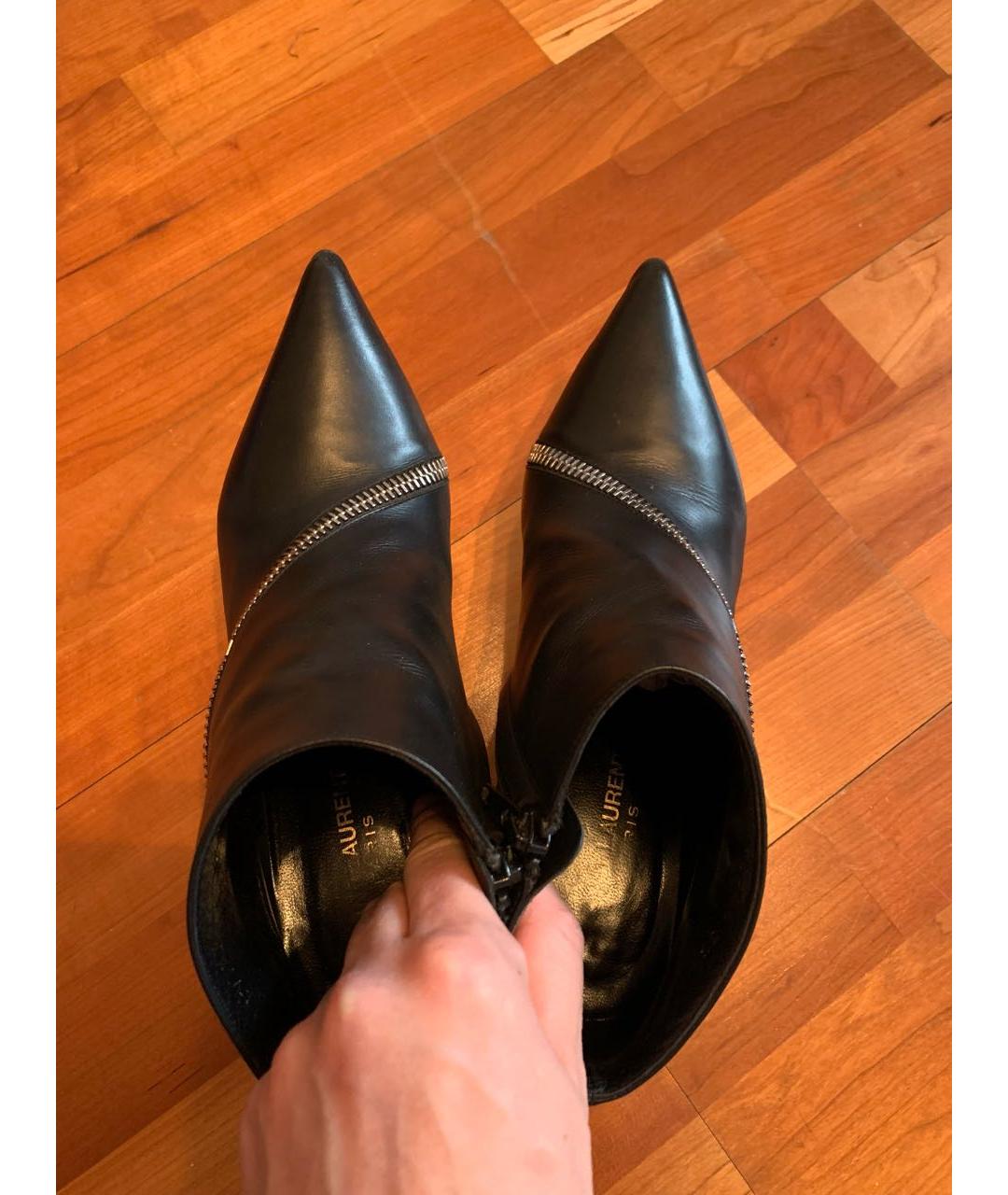 SAINT LAURENT Черные кожаные ботильоны, фото 3