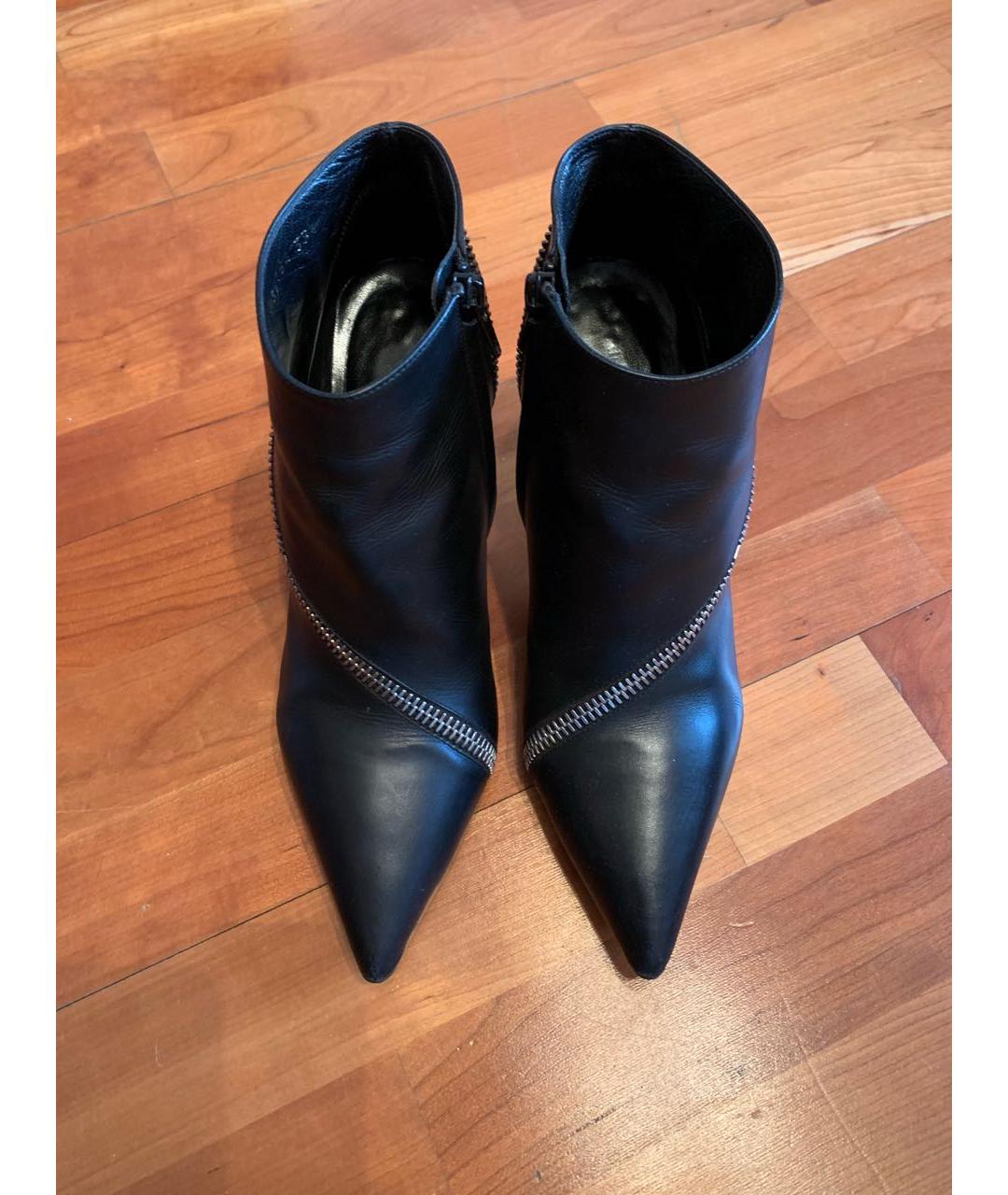 SAINT LAURENT Черные кожаные ботильоны, фото 2