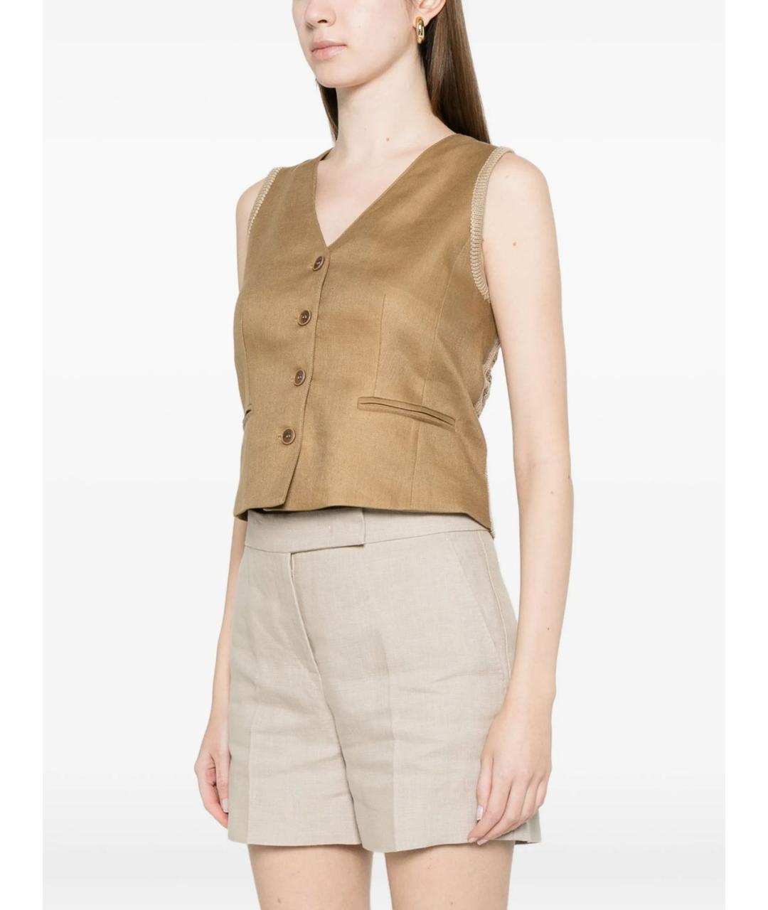 MAX MARA Бежевый льняной жилет, фото 3