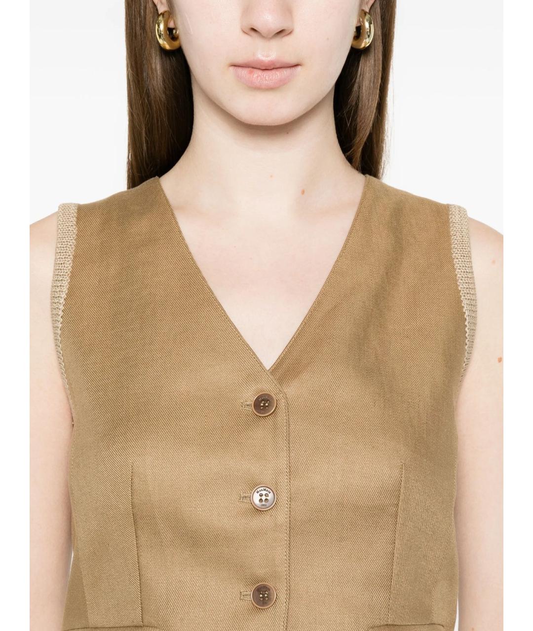 MAX MARA Бежевый льняной жилет, фото 2