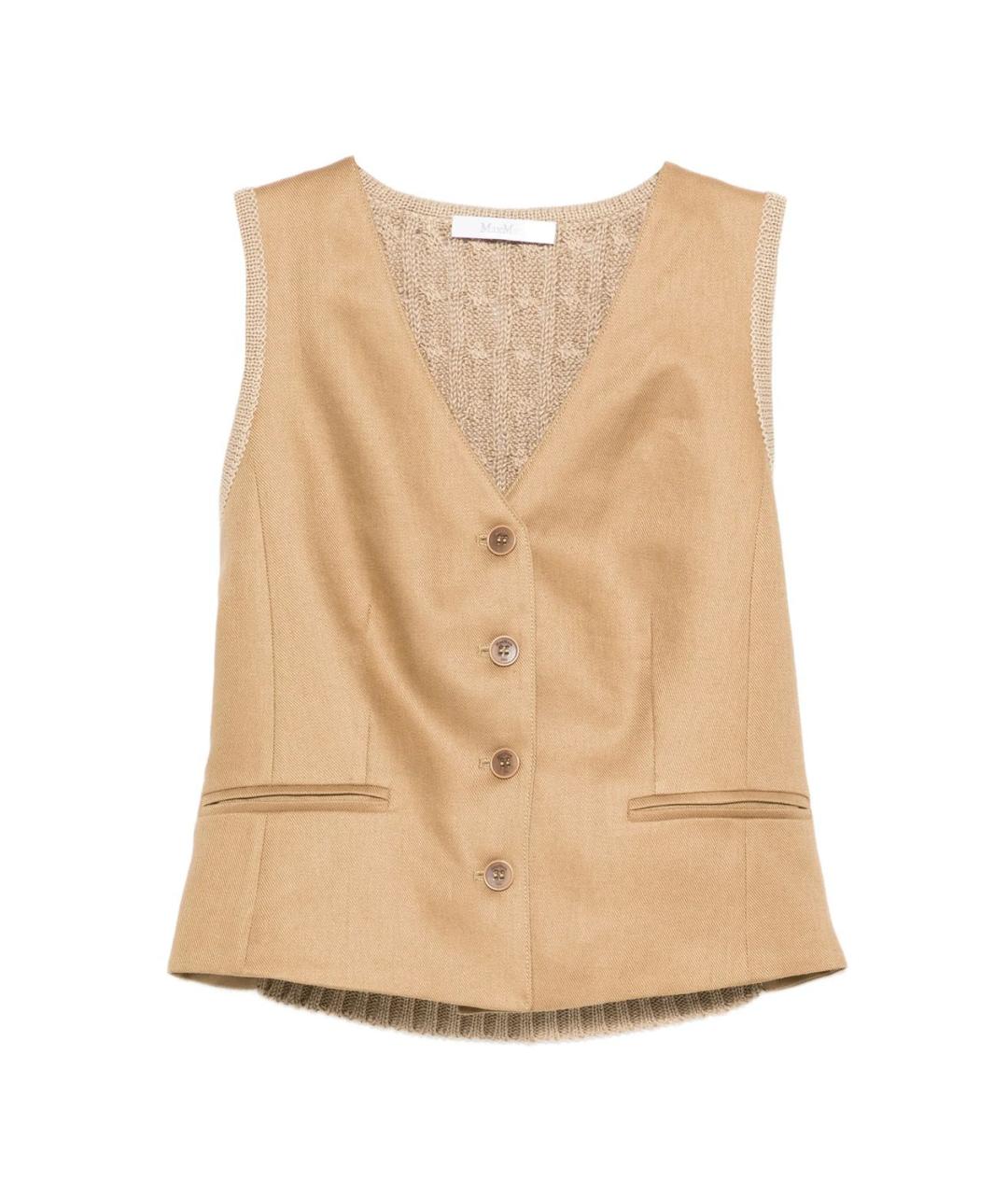 MAX MARA Бежевый льняной жилет, фото 1