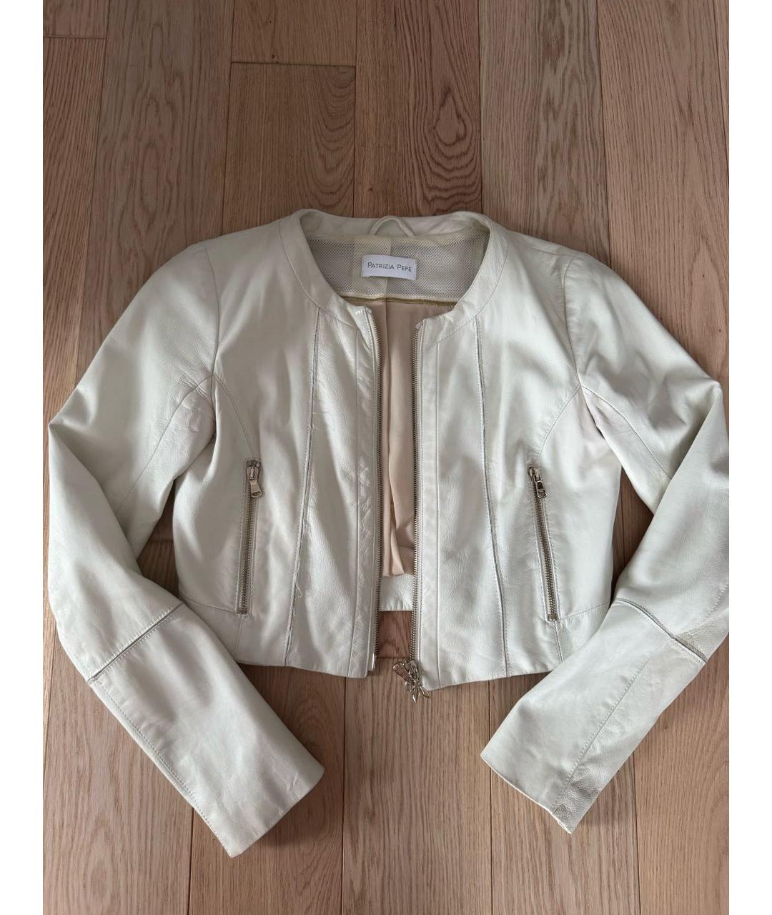 PATRIZIA PEPE Белая кожаная куртка, фото 5