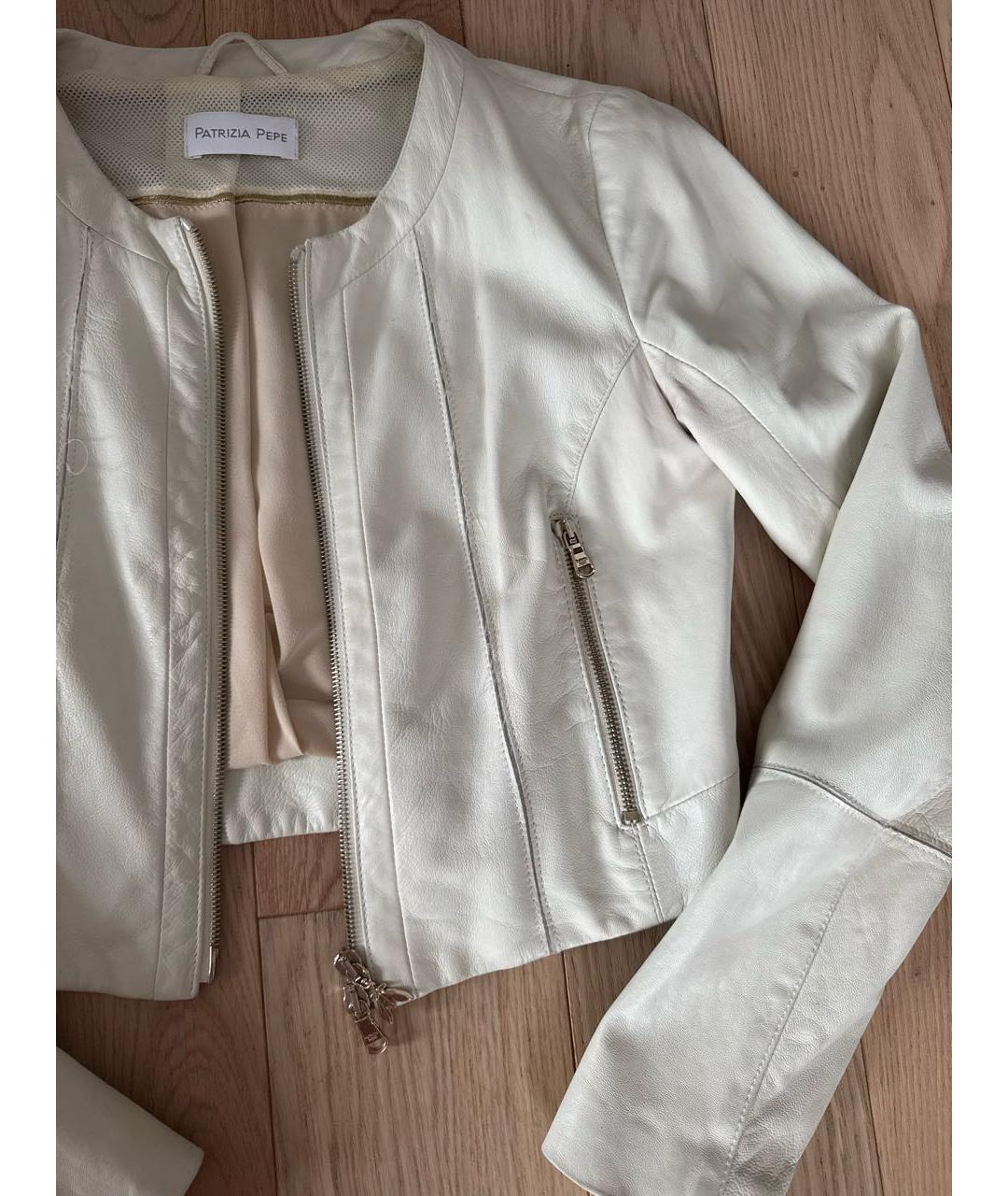 PATRIZIA PEPE Белая кожаная куртка, фото 2