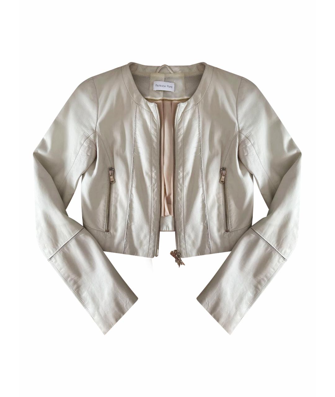 PATRIZIA PEPE Белая кожаная куртка, фото 1