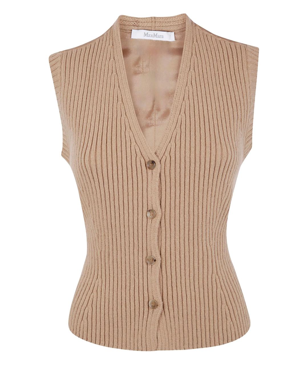 MAX MARA Бежевая кашемировая жилетка, фото 1