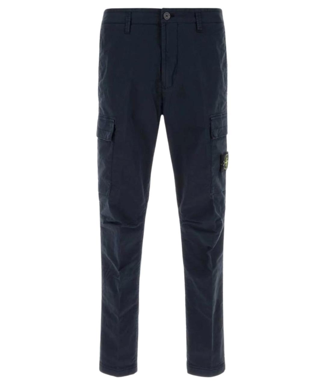 STONE ISLAND Темно-синие хлопковые повседневные брюки, фото 1