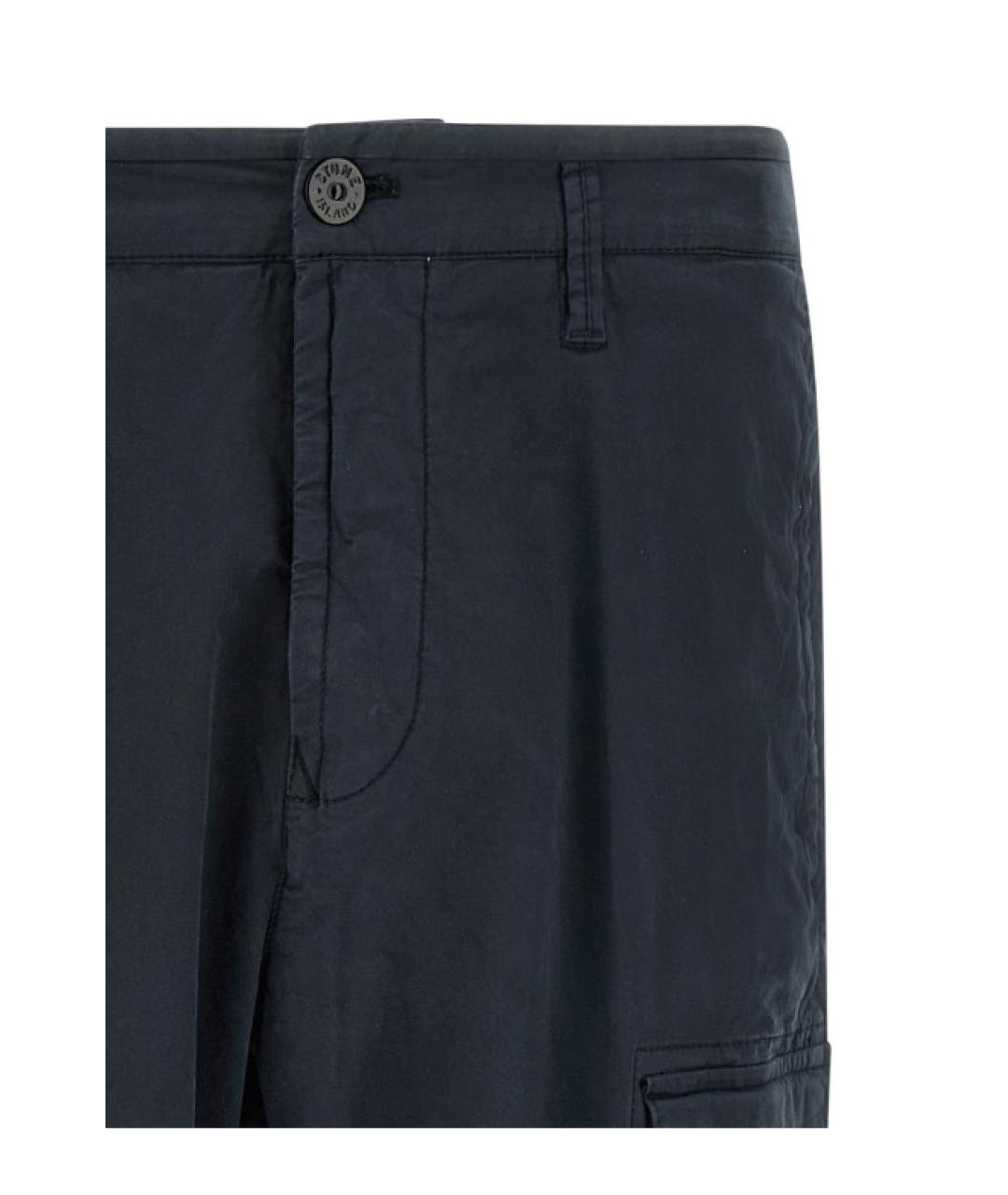 STONE ISLAND Темно-синие хлопковые повседневные брюки, фото 3