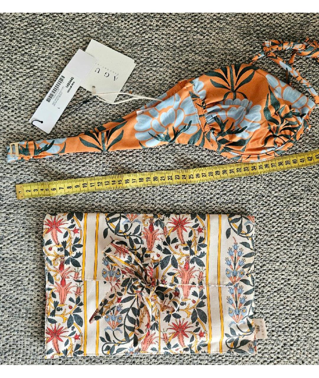 AQUAZZURA Оранжевый атласный купальник, фото 2