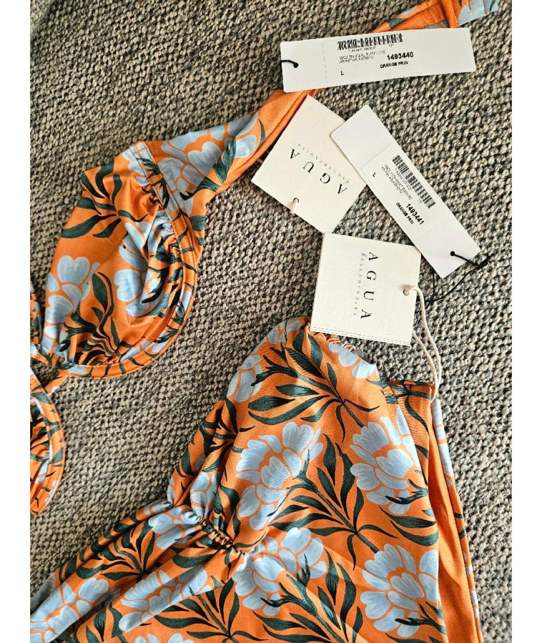 AQUAZZURA Оранжевый атласный купальник, фото 6