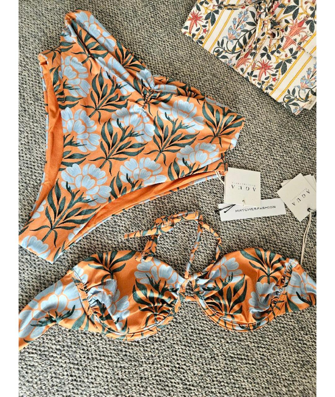 AQUAZZURA Оранжевый атласный купальник, фото 5