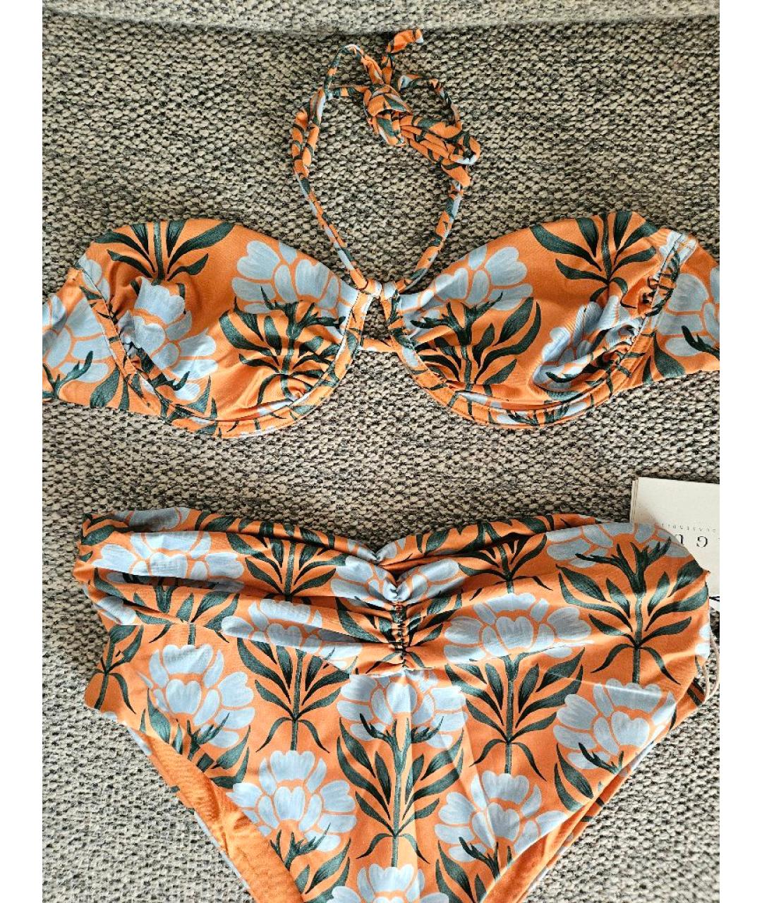 AQUAZZURA Оранжевый атласный купальник, фото 8