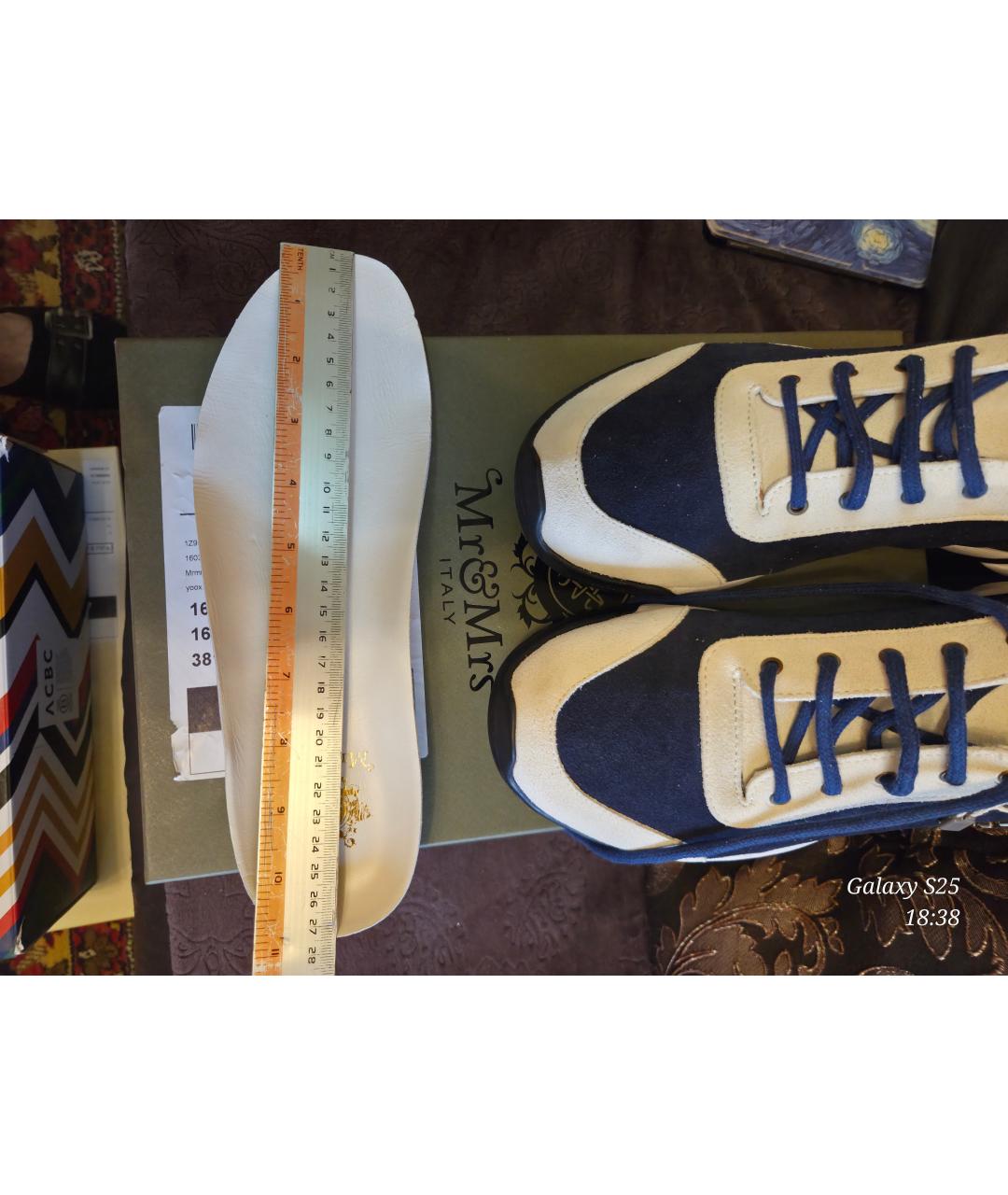 MR & MRS ITALY Синие замшевые низкие кроссовки / кеды, фото 6