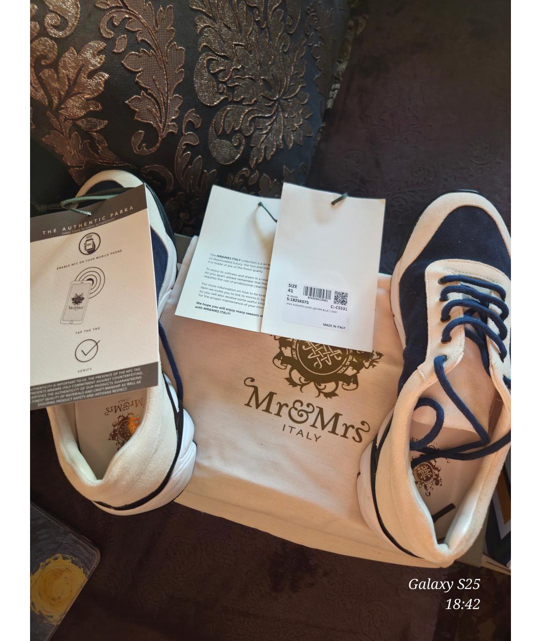 MR & MRS ITALY Синие замшевые низкие кроссовки / кеды, фото 3