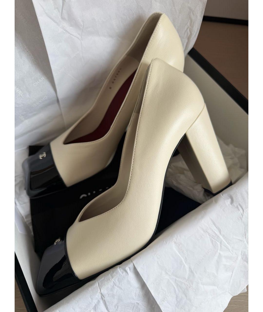 CHANEL Белые кожаные туфли, фото 6
