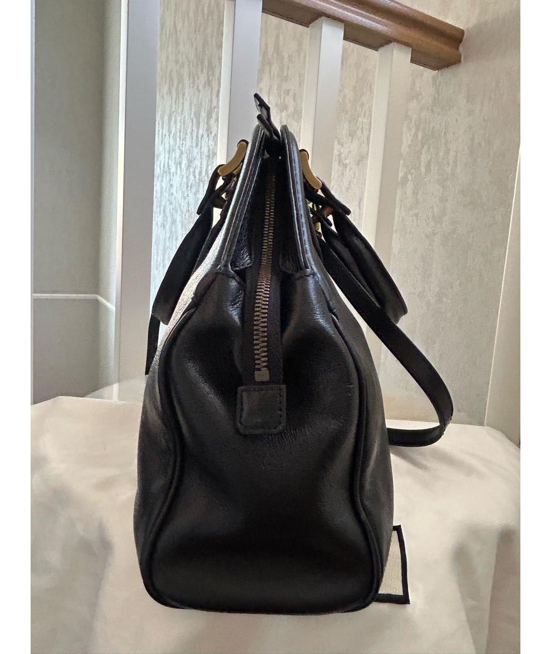 GUCCI Черная кожаная сумка с короткими ручками, фото 2