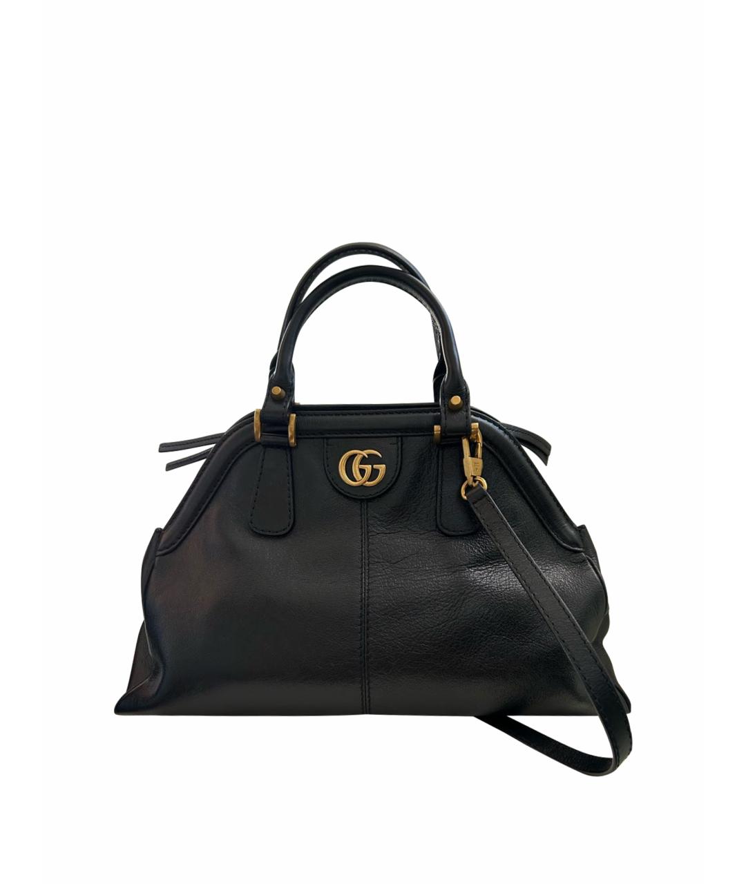 GUCCI Черная кожаная сумка с короткими ручками, фото 1