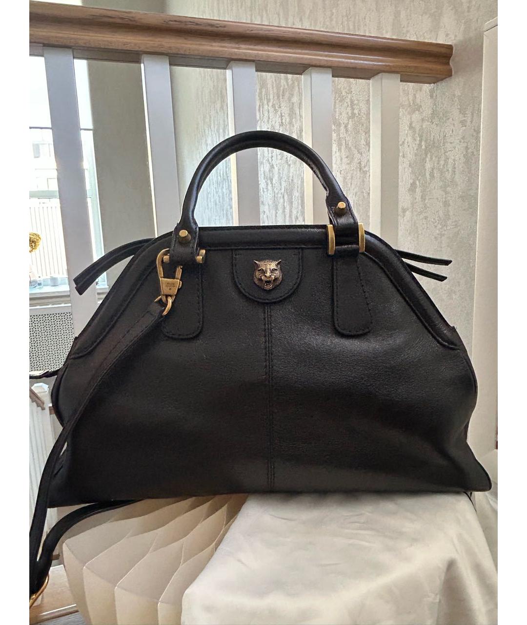 GUCCI Черная кожаная сумка с короткими ручками, фото 3