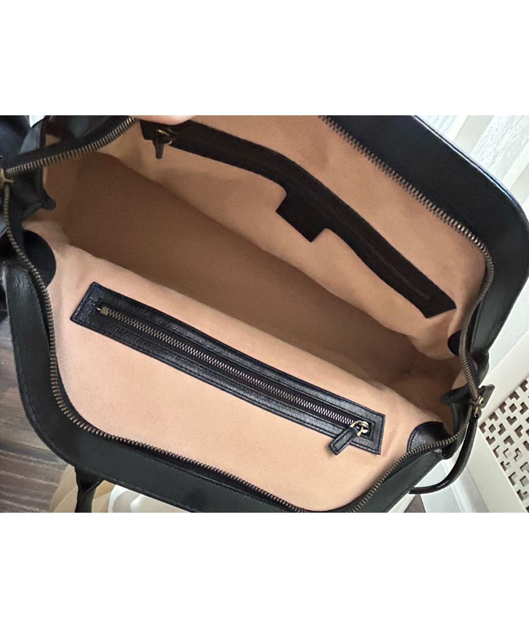 GUCCI Черная кожаная сумка с короткими ручками, фото 4