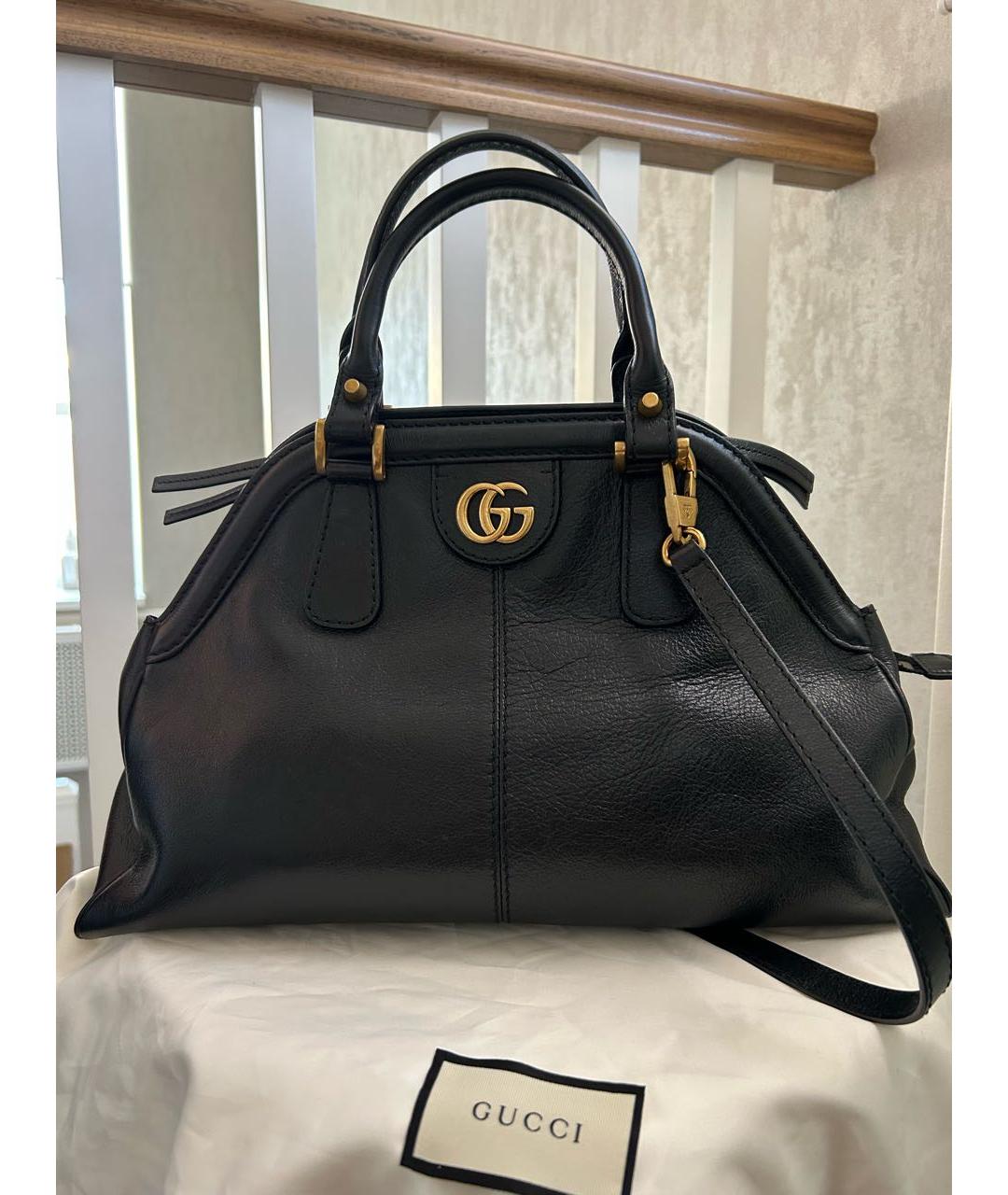 GUCCI Черная кожаная сумка с короткими ручками, фото 8