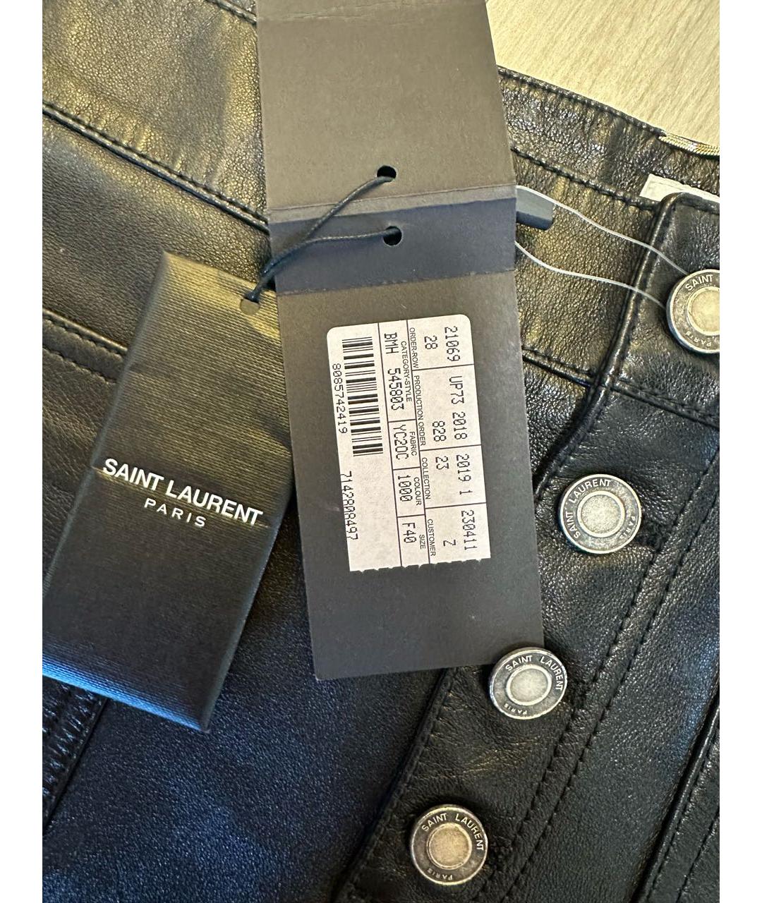 SAINT LAURENT Черные кожаные шорты, фото 4