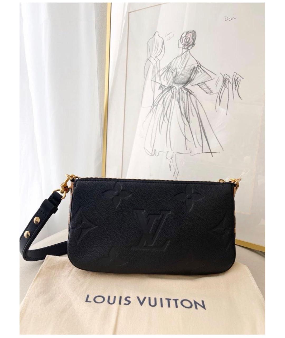 LOUIS VUITTON Черная кожаная сумка через плечо, фото 3