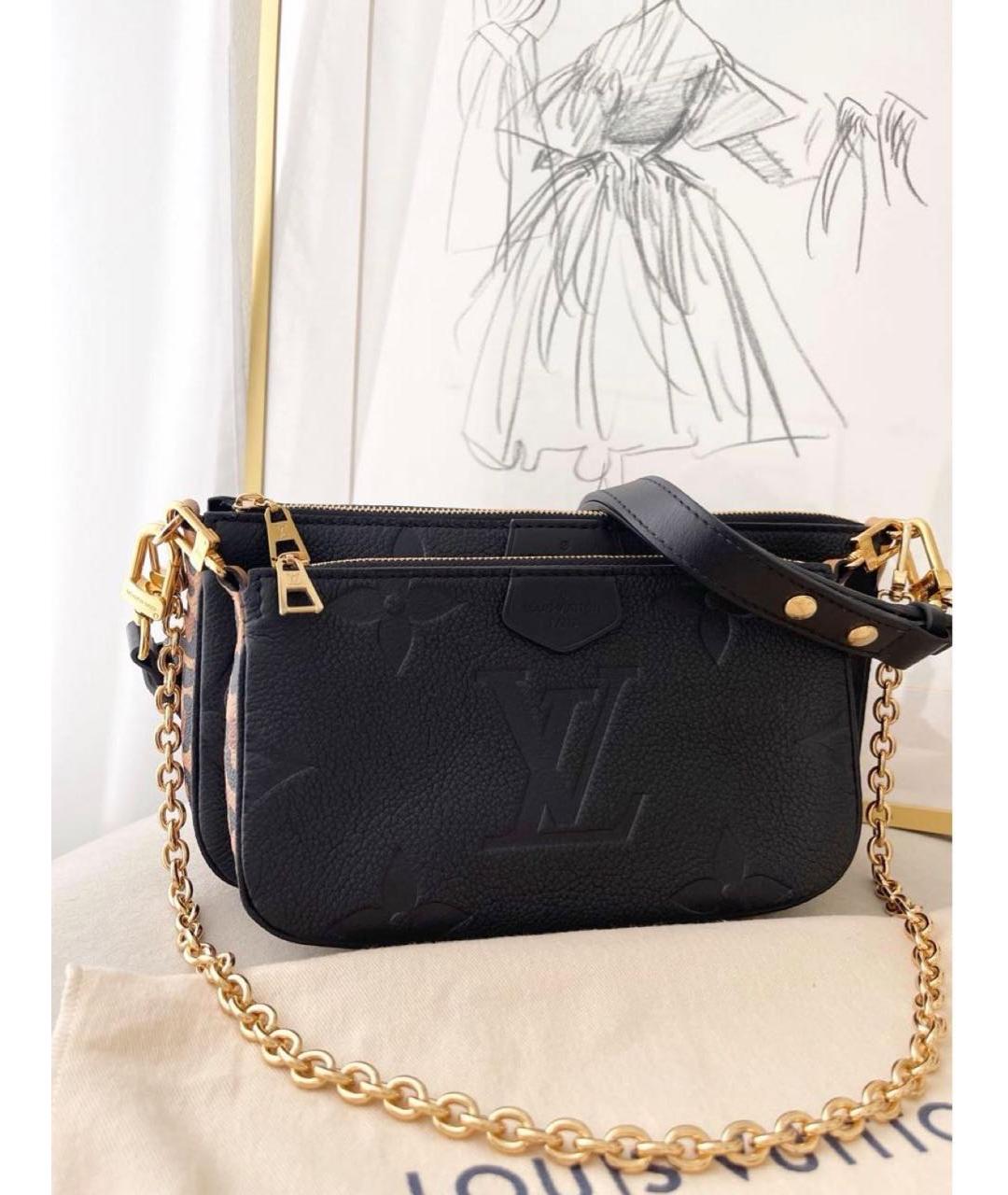 LOUIS VUITTON Черная кожаная сумка через плечо, фото 2