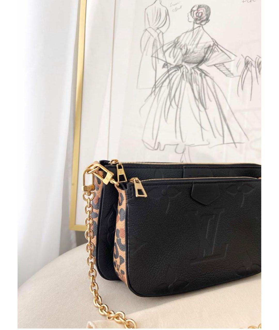 LOUIS VUITTON Черная кожаная сумка через плечо, фото 6