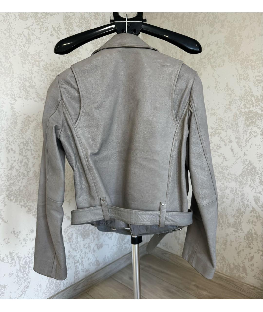 MAJE Серая кожаная куртка, фото 2