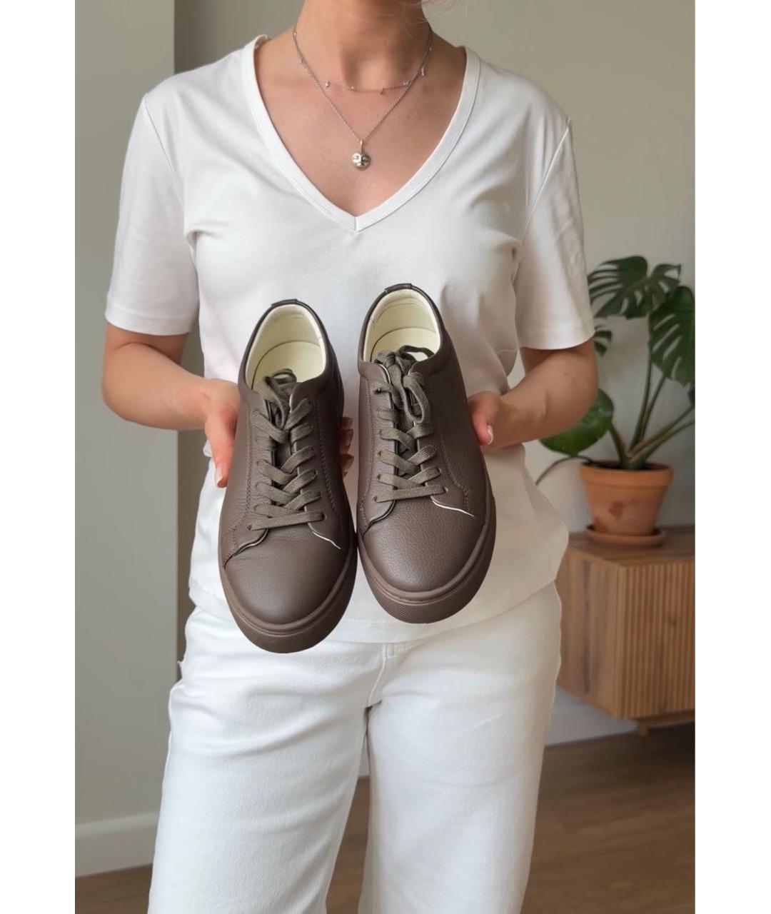 12 STOREEZ Коричневые кожаные кеды, фото 5