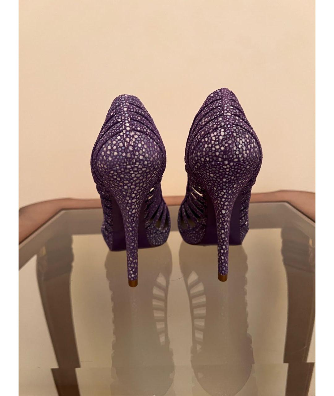 VERSACE COLLECTION Фиолетовые кожаные туфли, фото 6